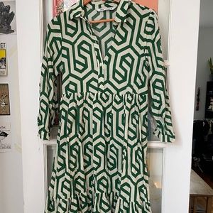 Zara Green Geometric Karen Maxi Dress M